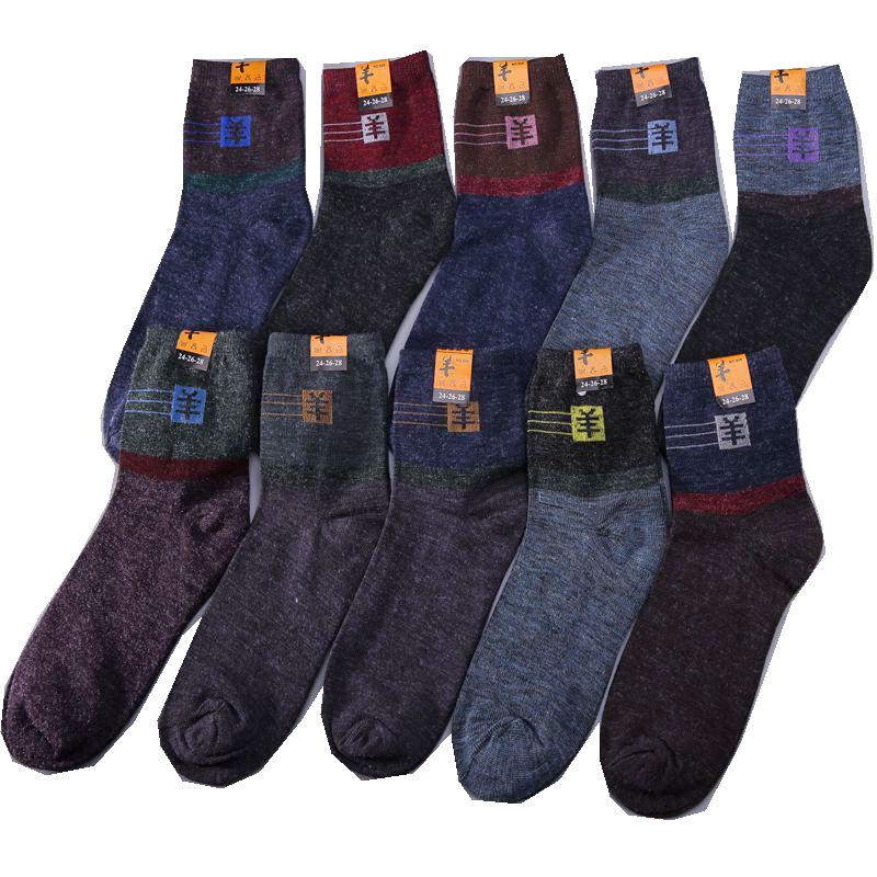 Autumn and Winter Men's Wool Socks Men's Mid-Calf Length Sock Thicken and Lengthen Warm Cotton Socks Stall Socks Factory Wholesale