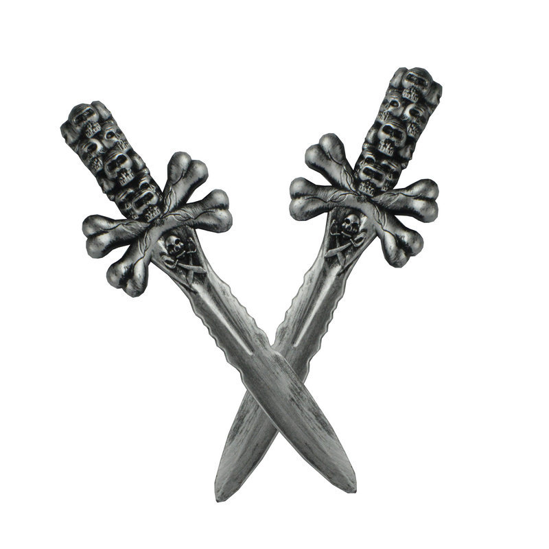新款鬼头骨头海盗刀塑料玩具刀剑批发海盗服饰配件骷髅刀鬼节武器