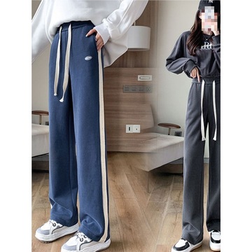 少女春装裤子初中高中学生岁女孩宽松休闲运动阔腿裤-阿里巴巴