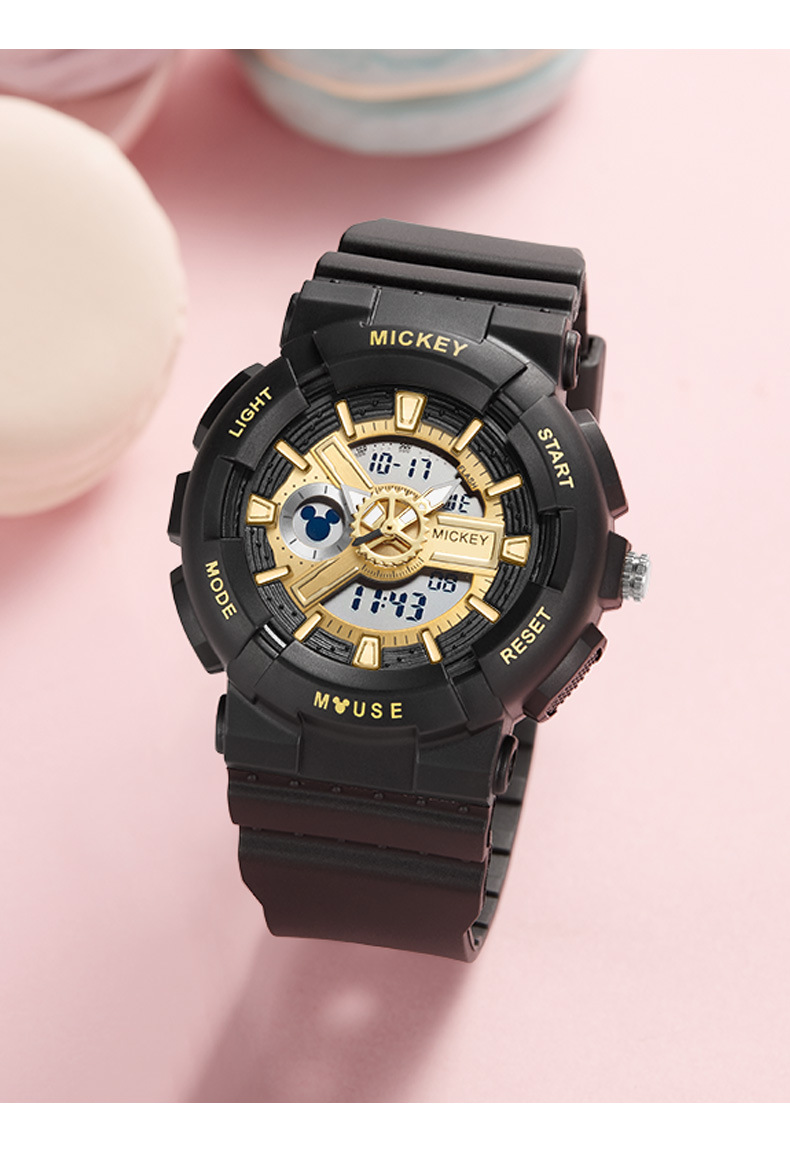 迪士尼学生手表女2021新款运动少女机械表高中生闹钟防水考试手表