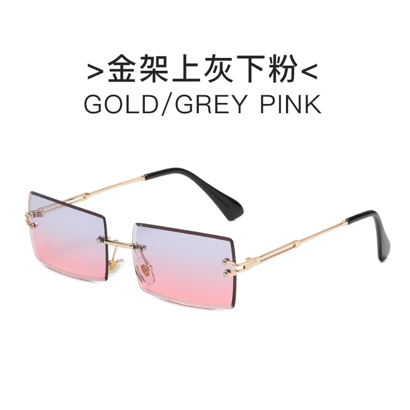 New Frameless Trimming Square Sunglasses Fashion Sunglasses Women's European and American Fashion Cross-Border Sun Glasses Factory Wholesale