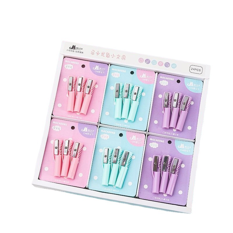 Macaron Color Creative Two-in-One Cap of a Pen Penknife Eyebrow Pencil Protective Knife Cap Single Hole Pencil Cap Pencil Sharpener