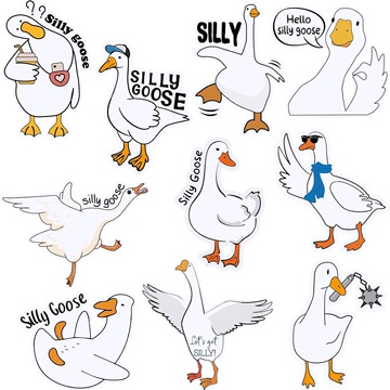 跨境热销动物卡通趣味傻鹅贴纸自粘防水pvc水杯保险杠装饰不留胶