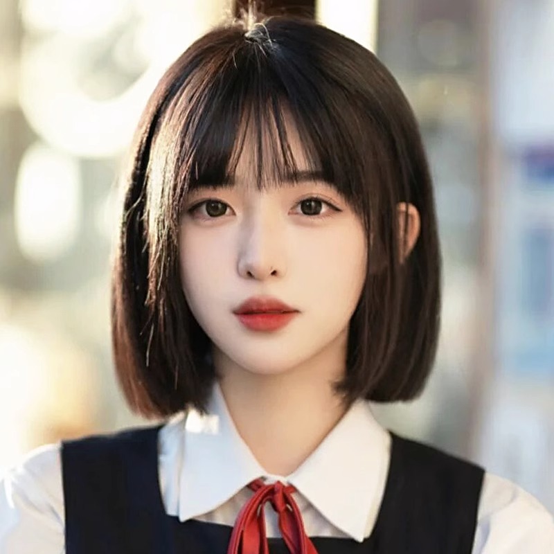 假发女短发仿真发全真人发bobo全头套2023年新款波波头整顶假发套