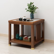 WKL新中式沙发角几轻奢家用四方小方桌客厅小茶几实木方几岩板边