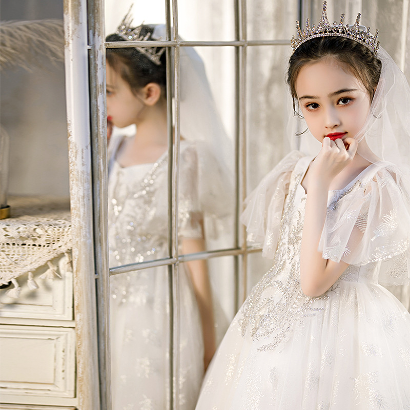 儿童公主裙洋气花童婚礼小女孩婚纱礼服裙女童走秀钢琴女童演出服