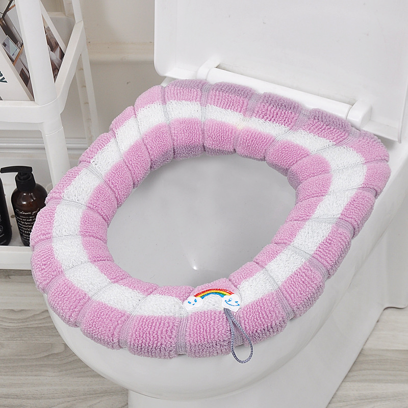 批发北欧风素色针织马桶垫四季通用坐垫针织马桶坐垫加厚马桶圈