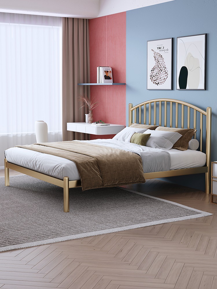 北欧简约铁架床高端轻奢金属加厚不锈钢床卧室高端双人铁艺床