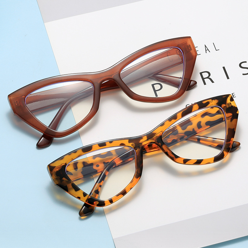 2021爆款猫眼韩版大框防蓝光框架眼镜透明框素颜平光镜女批发跨境