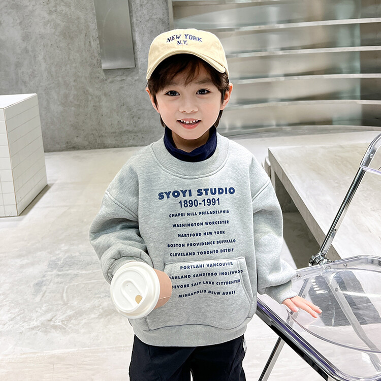 Children's Fleece-Lined Sweater Boys Thermal Turtleneck Fleece Shirt Korean Style Printed Baby Bottoming Shirt One Piece Dropshipping Children's Fashion