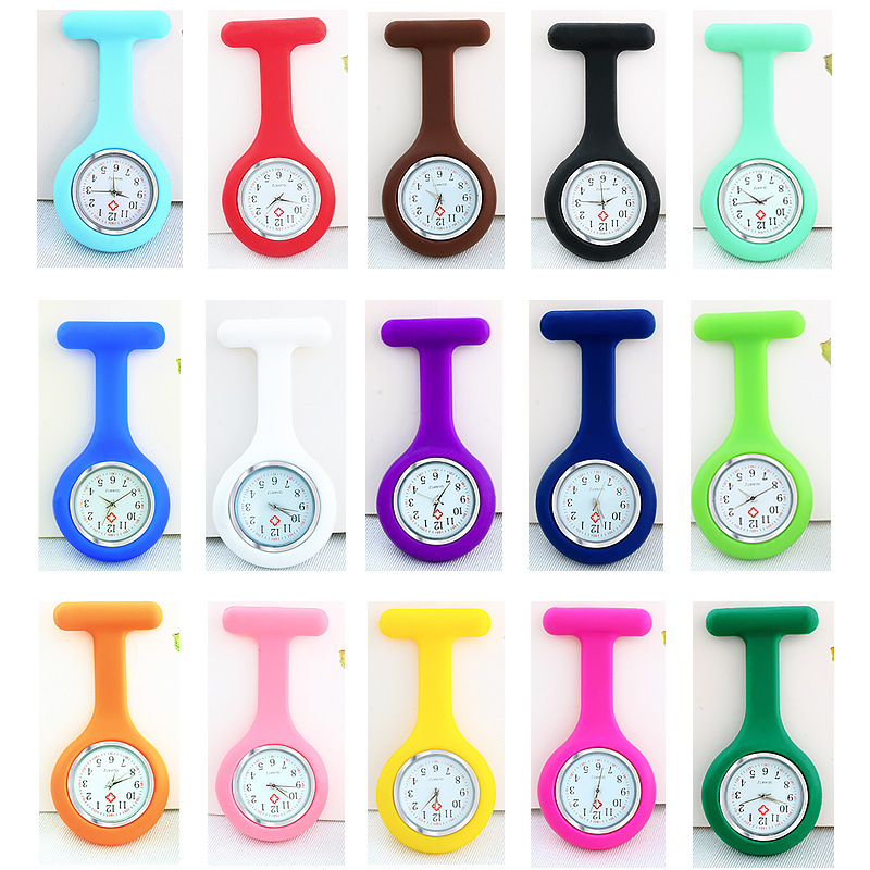 Factory Direct Sales New Silicone Band Wholesale Men and Women Nurse's Watch Advertising Gifts Pocket Watch Chest Watch Clock
