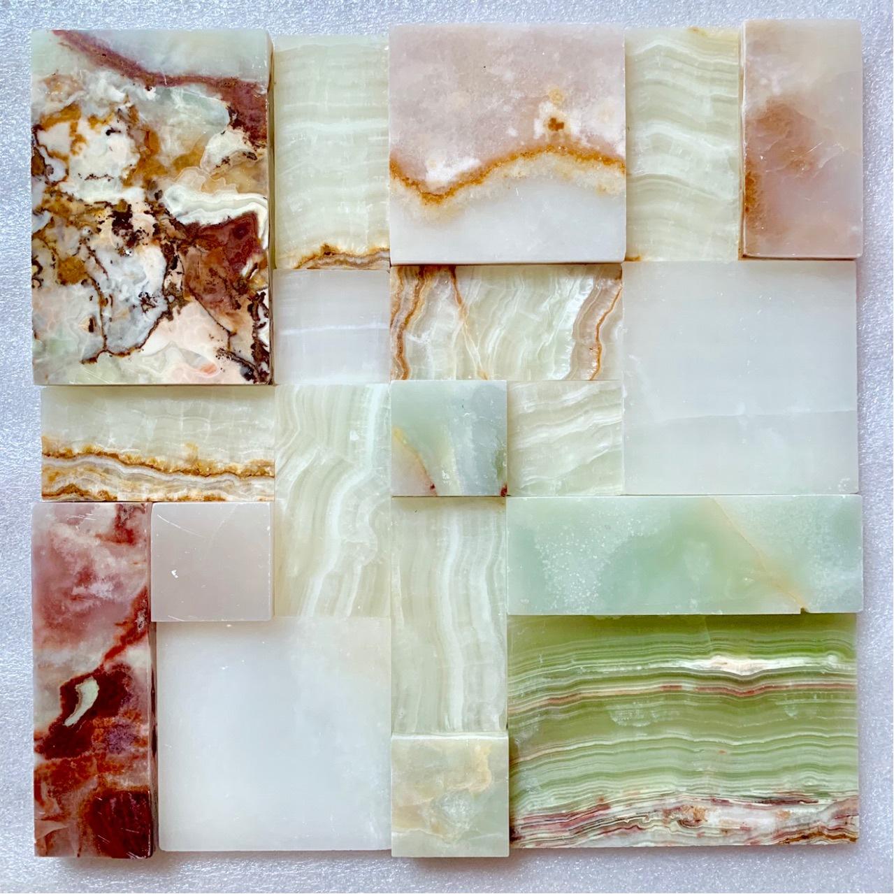 天然玉石大理石石材马赛克3d瓷砖室内墙砖3d瓷砖凹凸背景墙青玉