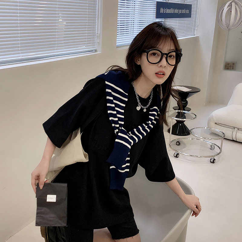 Korean Style Internet Hot Fresh Monochrome Thin Striped Shawl Office Air-Conditioned Room with Skirt Cheongsam Neck Protection Women