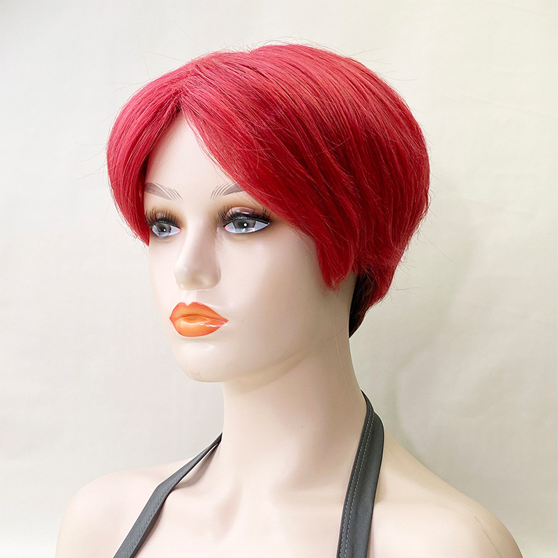 Factory Wholesale Foreign Trade Wig European and American Style Wig Women's Short Hair Medium Red Wig Chemical Fiber Lace Headgear