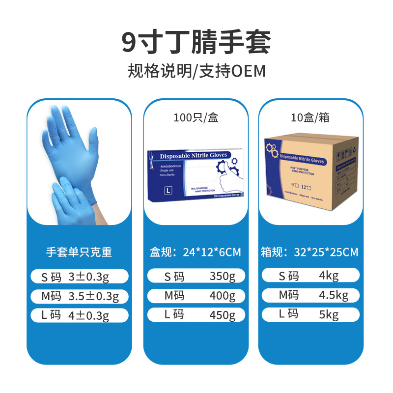 Medical Supplies Acid and Alkali-Proof Nitrile Gloves Oil-Proof Food Grade Disposable Nitrile Gloves Nitrile Gloves