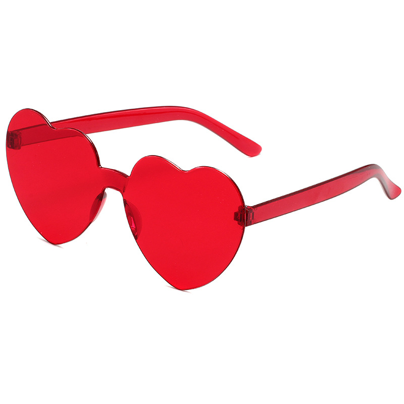 Transparent Jelly Color Love Sun Glasses Men and Women Peach Heart Sunglasses Cross-Border European and American Heart-Shaped One-Piece Sunglasses