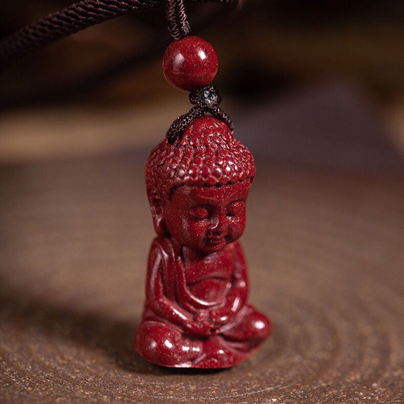 纯天然朱砂宝宝佛吊坠女款紫金砂如来佛祖吊坠女生护身符朱砂佛公