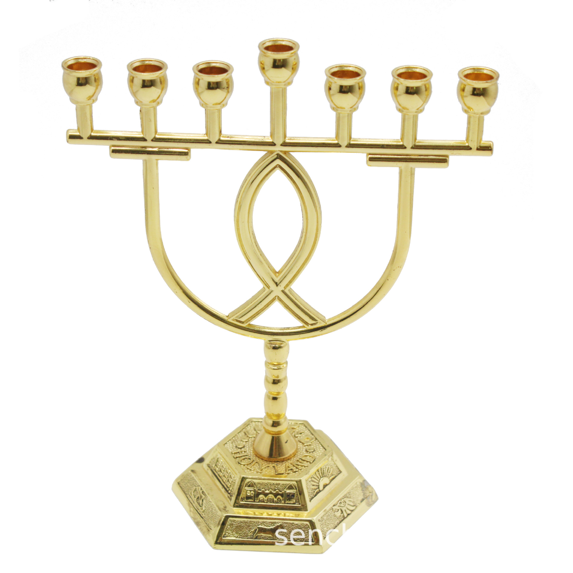 宗教礼品 金灯台以色列风格 家居摆件耶稣鱼烛台