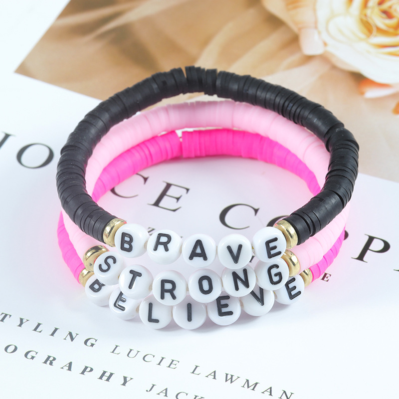 Foreign Trade Hot-Selling New Arrival Love Letter Polymer Clay Bracelet European and American BFF Girlfriends' Bracelet Mildew Friendship Bracelet