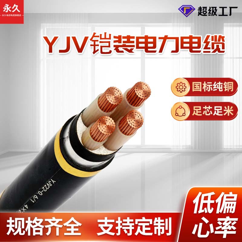 YJV铠装2芯2*2.5/4/6/10/16护套线YJV22铜芯低压电线电力电缆线