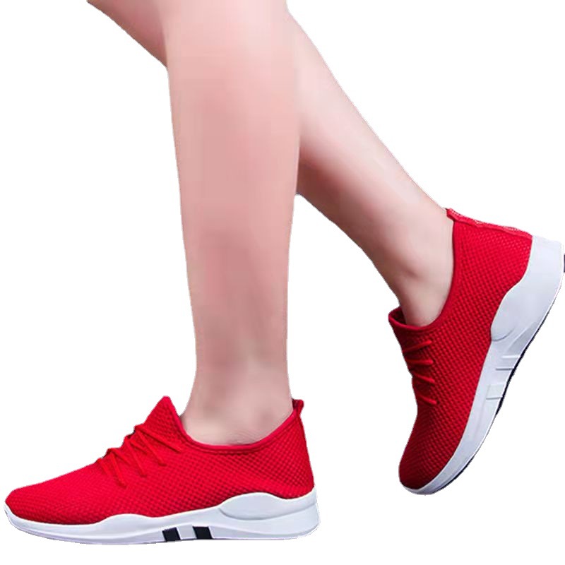 One Piece Dropshipping Breathable Small Red Small Black Sneaker Flat Lightweight Soft Sole Women's Single Shoes Clean Surface Simple Running Shoes