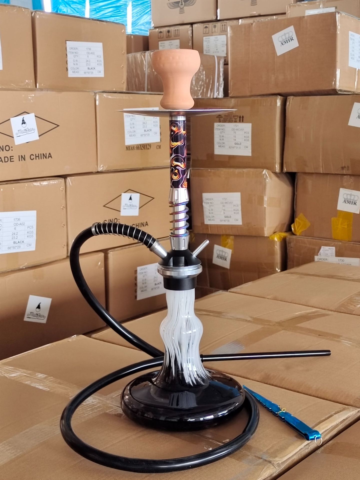 工厂直销阿拉伯水烟壶hookah shisha跨境电商新款铝合金中号1管