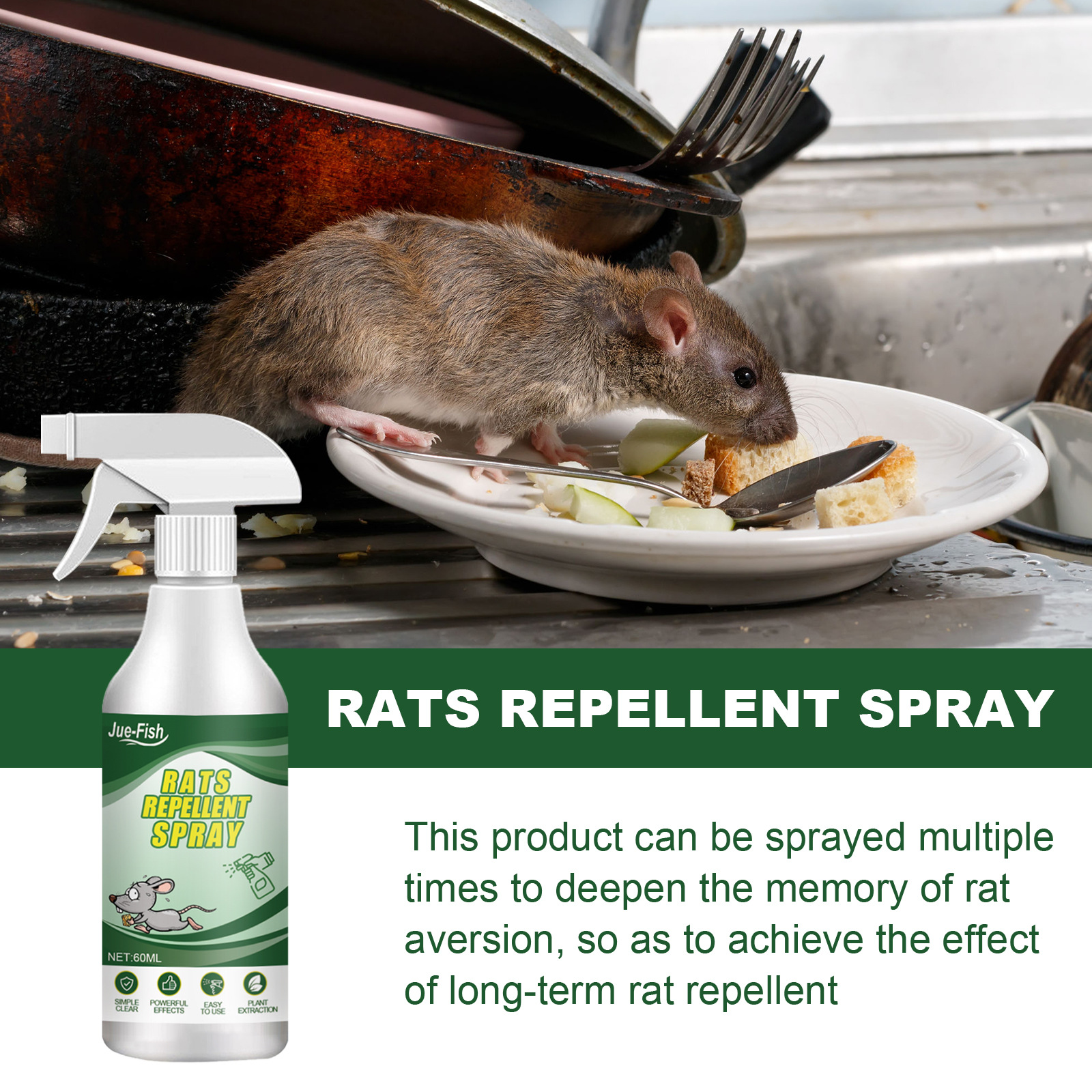 Jue Fish Mouse Repellent Spray Mouse Repellent Agent Indoor Home Car Engine Mouse Repellent Spray