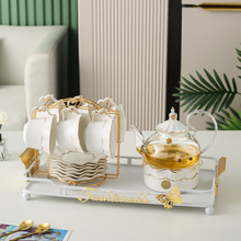 英式轻奢花茶壶套装客厅高颜值茶具杯子带托盘轻奢陶瓷下午茶茶杯