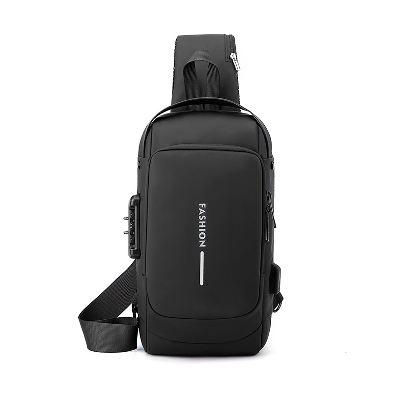 Explosion Men's Anti-Theft Password Lock Chest Bag Derm Waterproof Shoulder Messenger Bag Multifunctional Sports USB Motorcycle Bag