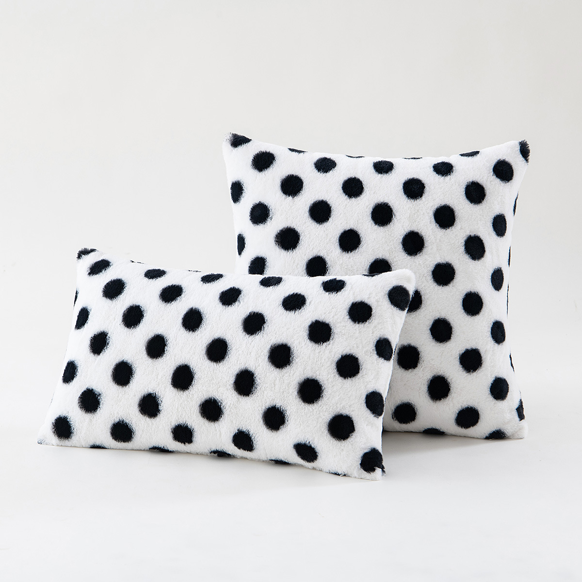 Ins Style Polka Dot Rabbit Fur Pillow Cover Home Sofa and Bedside Plush Pillow Office Sitting Lumbar Pillow Cushion