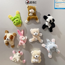 文创可爱小熊兔子熊猫公仔冰箱贴毛绒动物玩具磁贴留言板卡通装饰