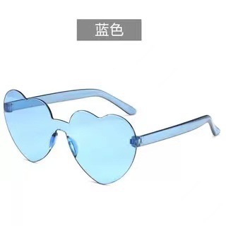 Peach Heart Sunglasses Love Sunglasses Jelly Color Frameless Heart-Shaped One-Piece Glasses Dazzling Color Glasses