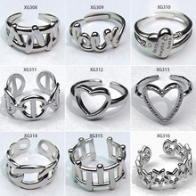 热卖中古风仿925银钛钢开口戒指 不掉色小众设计感情侣指环手饰品