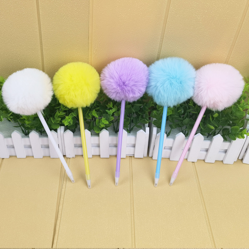 Creative New Fur Ball Pen Cute Plush Gel Pen Factory Wholesale Imitation Rex Rabbit Fur Ball Pen Gift Pen Ballpoint Pen