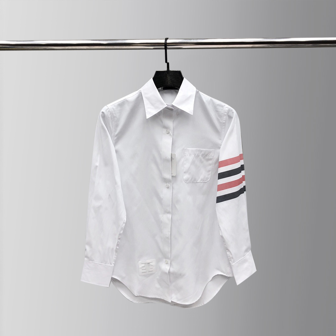 【女款红白蓝四杠衬衫】tb经典潮牌四道杠女款衬衫衬衣-阿里巴巴