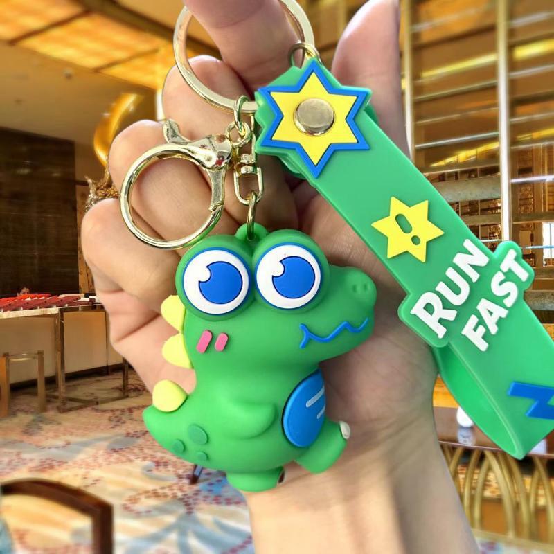 New Cartoon Big Eye Little Dinosaur Keychain Lovely Bag Pendant Car Key Chain Couple Small Gift Wholesale