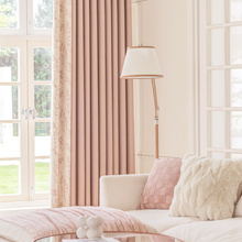 D8T7法式印花浪漫窗帘女生卧室遮光2023新款客厅轻奢感粉色公