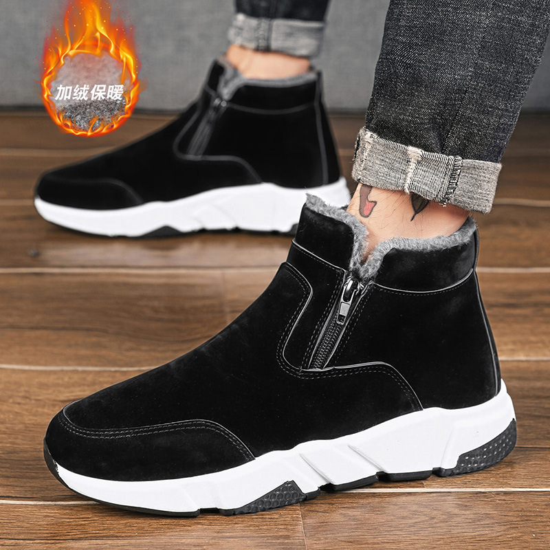 2021冬季新款男士高帮雪地靴户外加绒加厚保暖棉靴休闲拉链男靴子