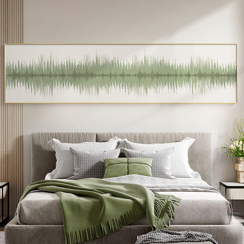 莫兰迪民宿卧室床头挂画抽象主卧房间装饰画横幅沙发背景墙壁画