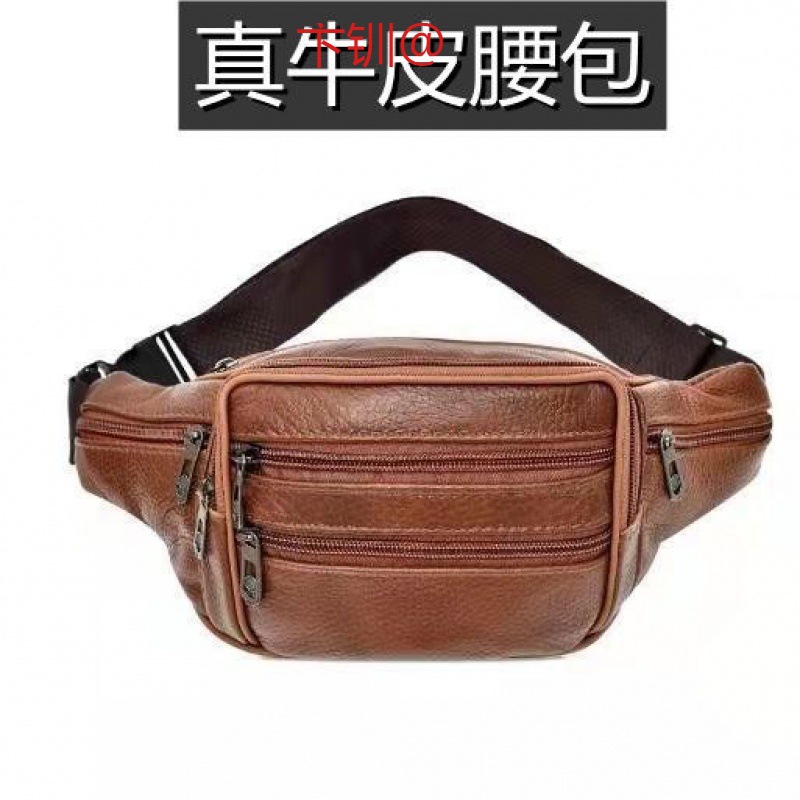 新款牛皮多层腰包男运动户外生意包手机腰包大容量女多功能收钱包