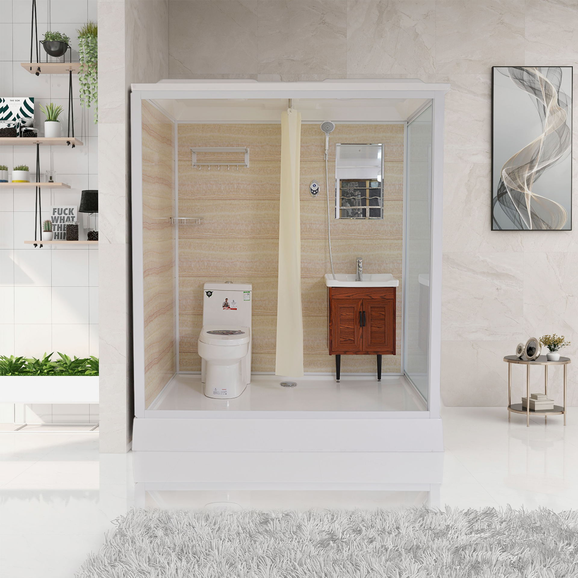 智灵整体淋浴房带马桶一体式淋浴房整体卫生间