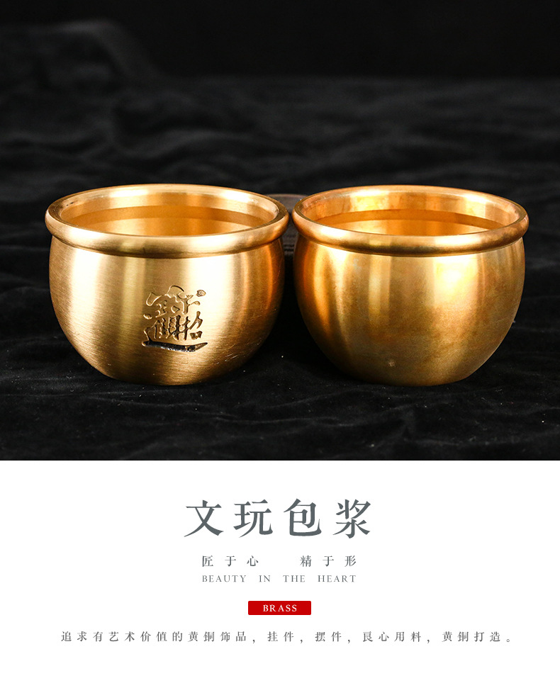 纯铜百福缸聚宝盆吸金铜缸招财铜摆件铜香炉黄铜工艺品会销礼品