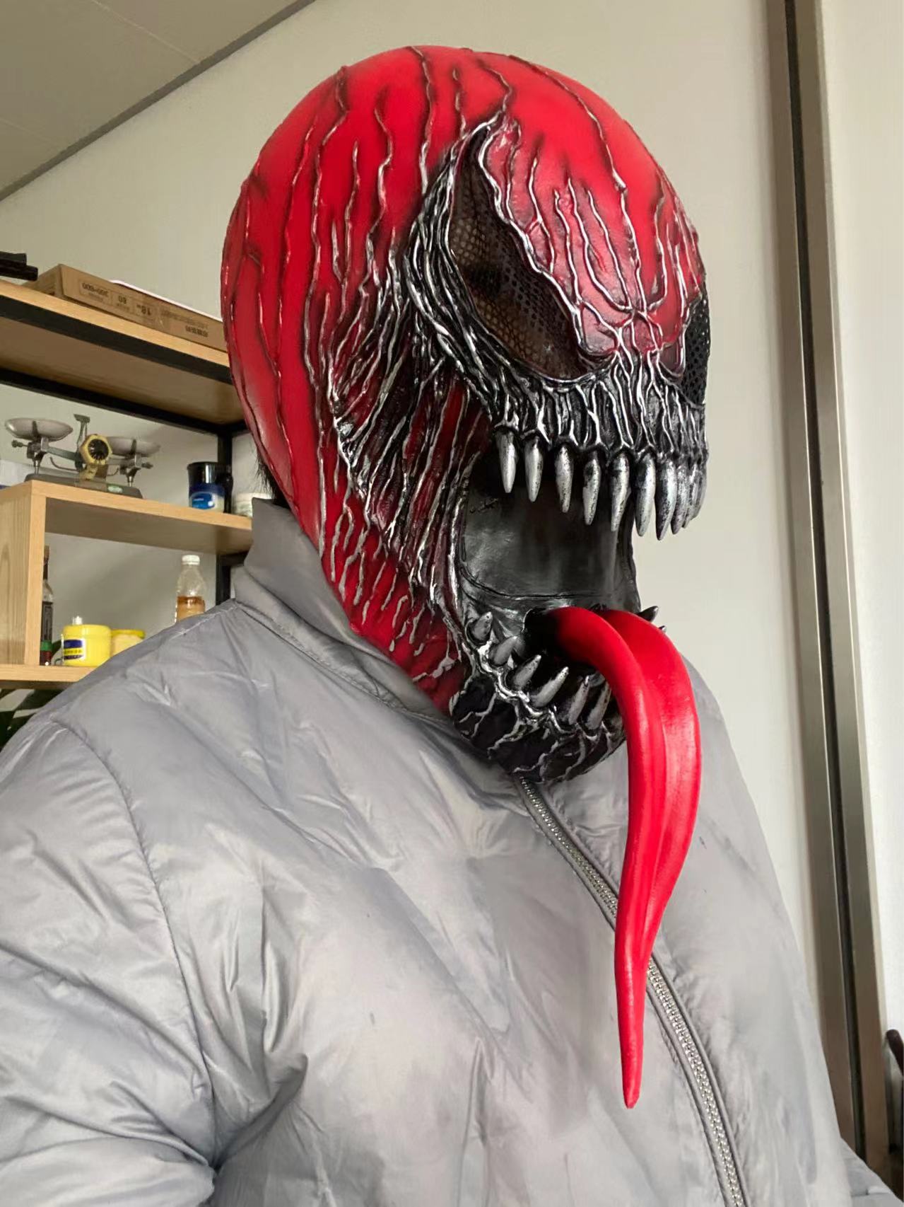 万圣节红色蜘蛛侠毒液新款面具厂家批发复仇者联盟乳胶全头套cos