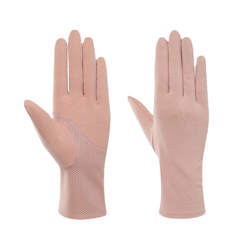New Summer Breathable Sun Protection Gloves Light Board Thin Anti-Slip Cycling and Driving Gloves Women's Solid Color Simple Gloves
