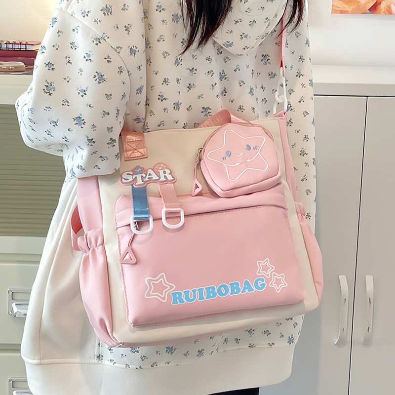 日系ins可爱学生手提袋补习袋斜挎包 高中生大容量休闲上课包包女