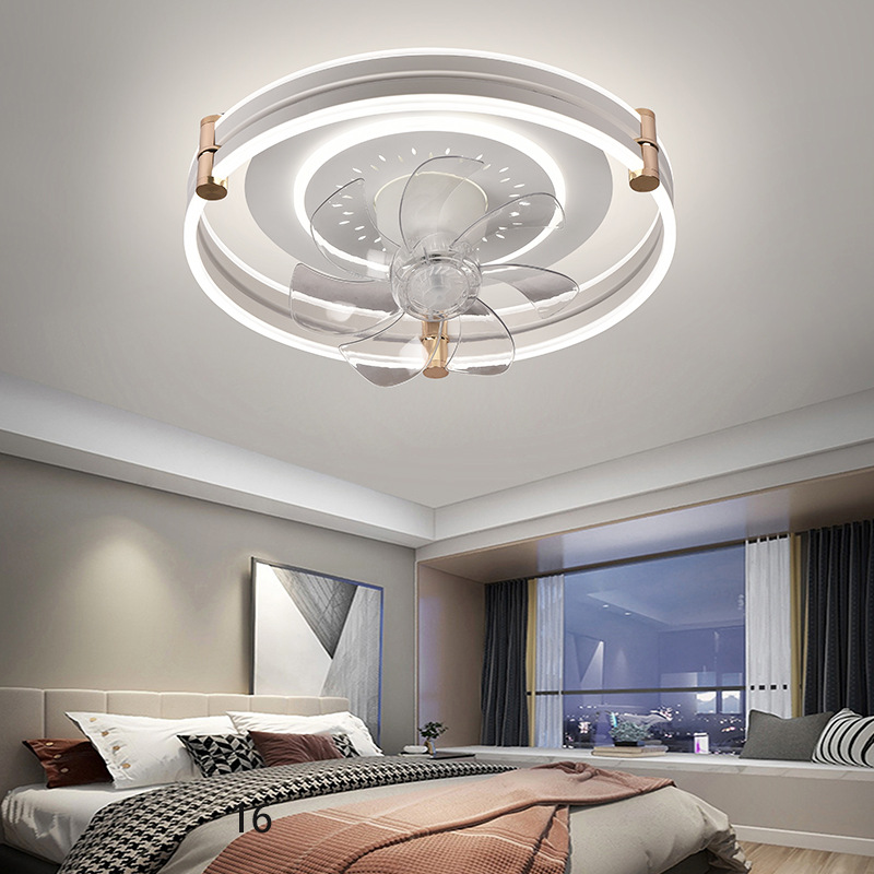 Simple Ceiling Fan Lamp Living Room Dining Room Bedroom Shaking Head Variable Frequency Fan Home Smart Lamps Zhongshan Factory