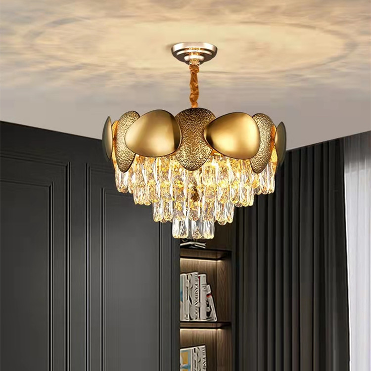 Post-Modern Light Luxury Chandelier Lamp in the Living Room Simple Stainless Steel Fashion Trending Bedroom Light Designer Creative Crystal Lamp