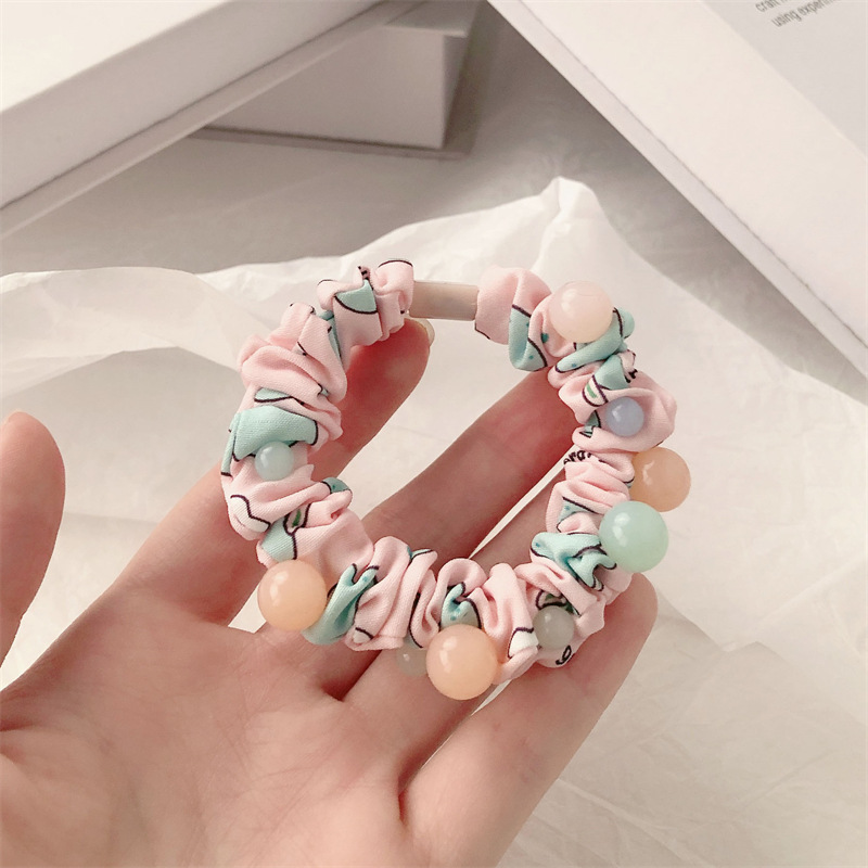 Early Spring New Internet Celebrity High-Grade Female Temperament Pearl Small Intestine Hair Ring Hair Rubber Band Large Intestine Ring Hair Rope Hair Accessories Female