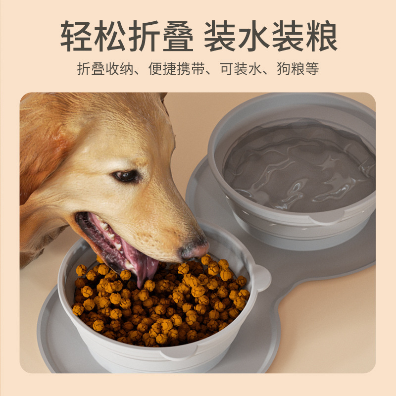 Amazon Hot Pet Bowl Folding Silica Gel Dog Bowl Anti-Choke Slow Feeding Bowl Pet Feeder Outdoor Portable Cat Bowl