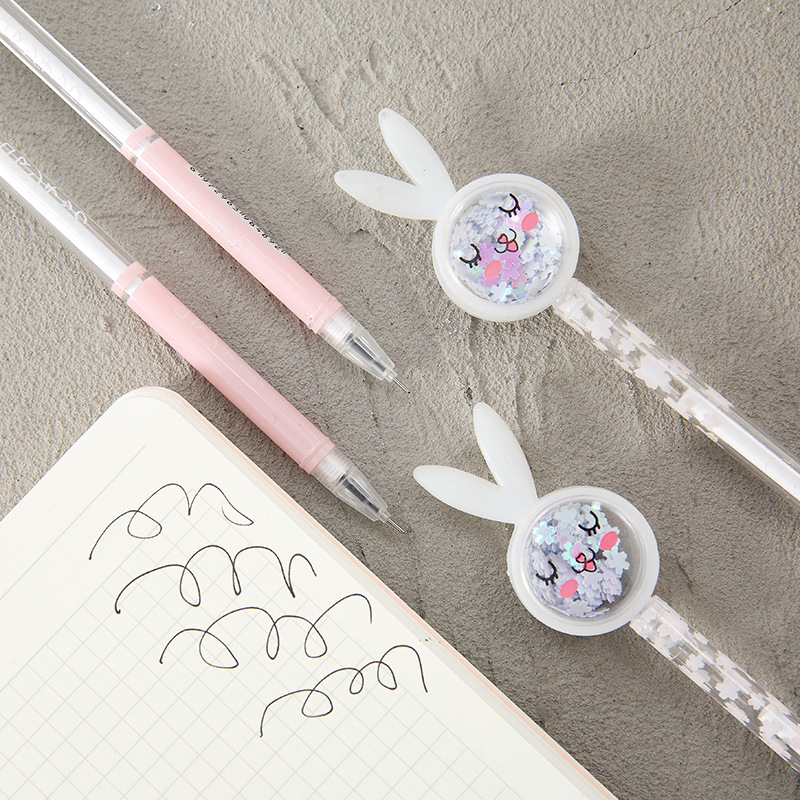 Japan and South Korea Stationery Creative Bunny Gel Pen Personality Cartoon Cyber Celebrity Writing Pen Student Stationery Pink Test Pen
